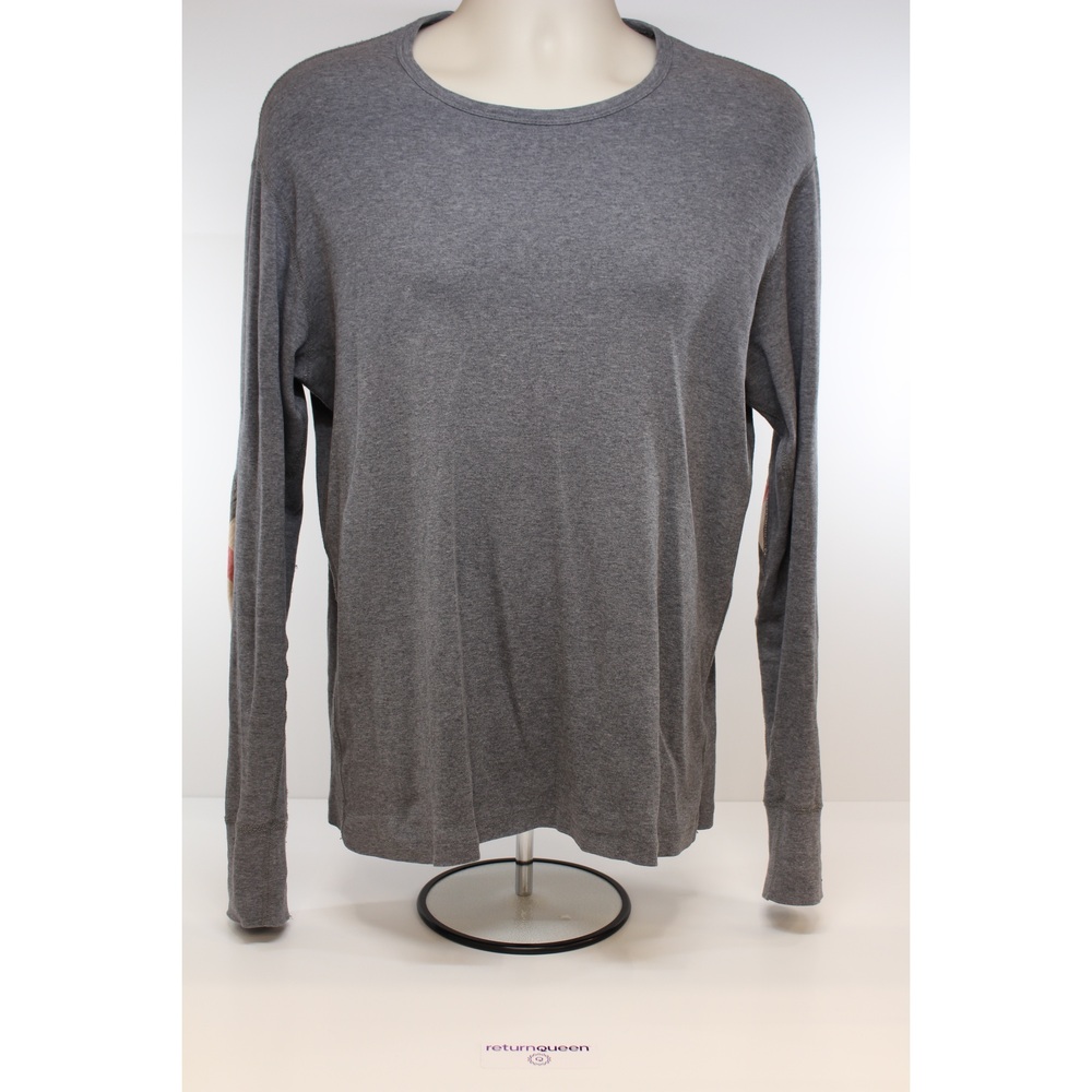 Burberry Brit Grey Long Sleeve Shirt Nova Check Elbow Patches Size M